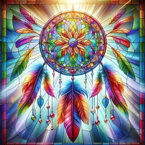 5D DIY Full Drill Round Diamond Painting - Diamond Painting Kit Round Feather Mosaic Canvas DIY Wall Art, Home Wall Decoration