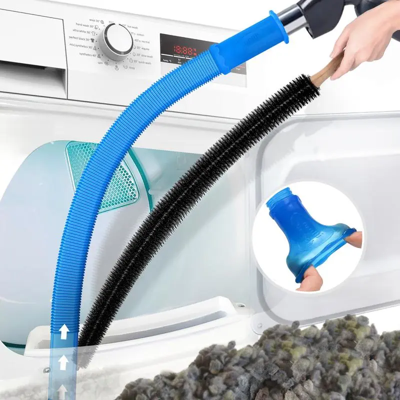 2 Pieces Dryer Vent Cleaner Kit - Universal Vacuum Hose Attachment & Lint Brush, Effectively Clean Clogged Dryer Ducts, Fit Most Vacuums for Dryer, Refrigerator Coils & Behind Appliances