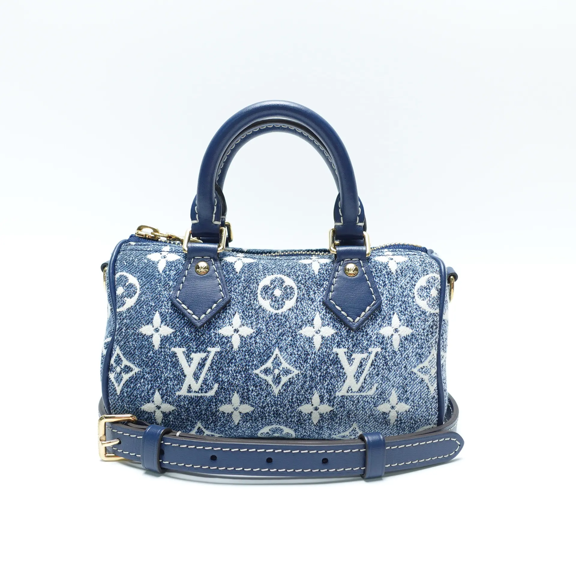 Pre-owned Louis Vuitton Denim Shoulder Bags Speedy Nano Blue Shoulder Bag T10442031