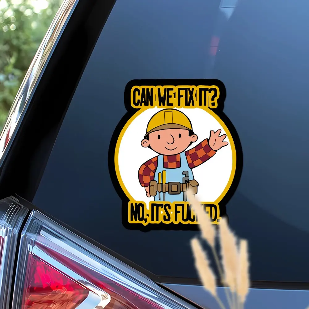 1 piece fun and safe motorcycle helmet sticker, Truck sticker, Can we fix it? No, it's fun humorous toolbox design, colorful and durable stickers, Car decoration, Automotive decoration, suitable for cars, motorcycles, helmets