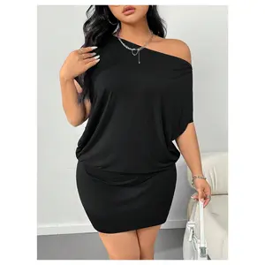 Plus Size Off The Shoulder Dress Summer Short Sleeve Going Out Party Mini Bodycon Dresses