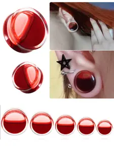 Acrylic Ear Plugs & Tunnels, Liquid Blood Design, Ear Dilators Expander, Ear Gauges for Body Piercing, Unique Edgy Fashion Accessory, Body Jewelry