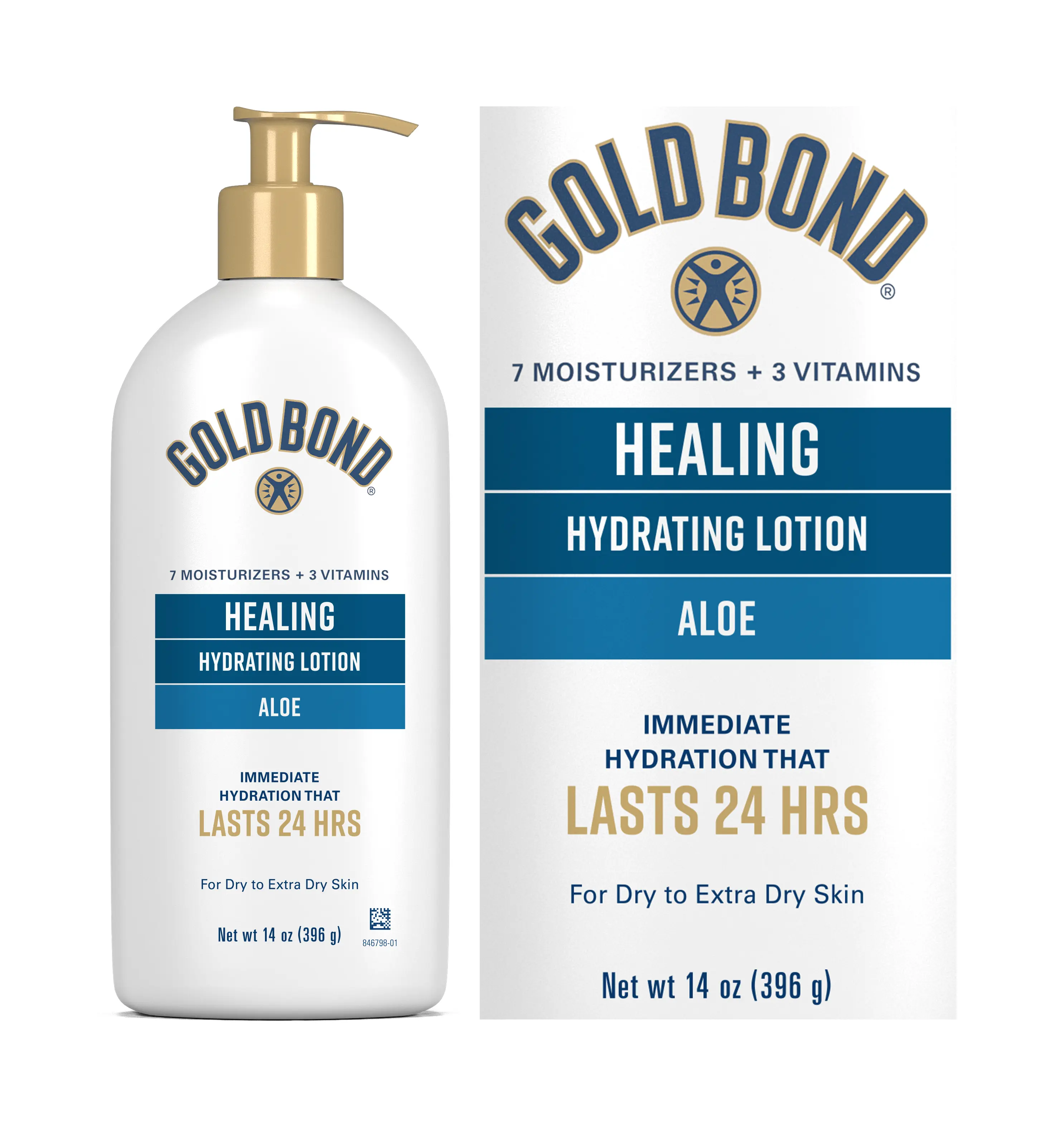 Gold Bond Healing Hydrating Lotion, 14 oz., Body Lotion With Aloe, Moisturizes, Immediate 24-Hour Hydration