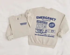 [Sale off up to 50%] Emergency Department Sweatshirt, Code Blue Cafe Nurse Shirt, Funny ER Nurse Crewneck, Hospital Staff Gift, Healthcare Worker Uniform Top, streetwear graphic tee