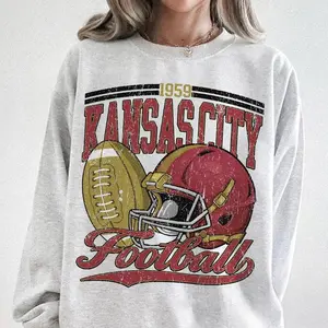 Vintage Kansas Football Sweatshirt, Crew Neck Cotton Apparel, Men Gifts, Game Day Gifts