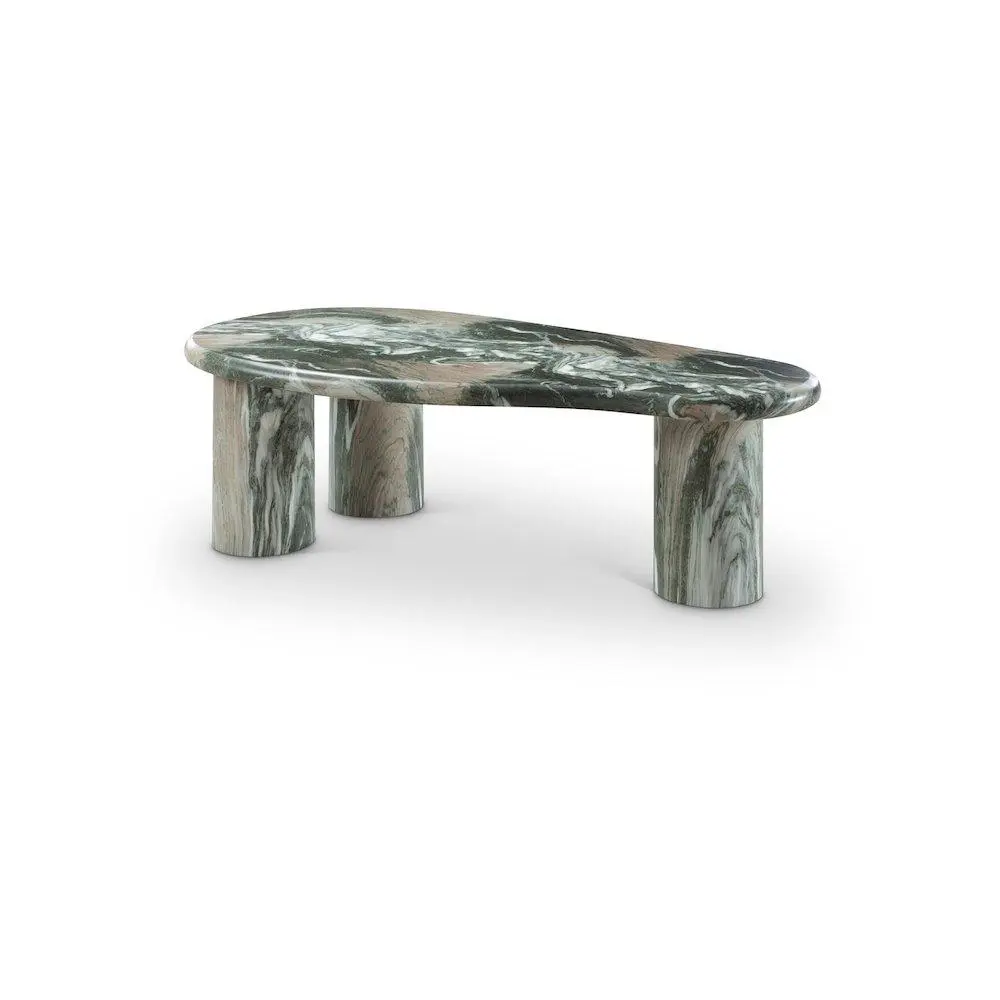 Luxurious Sassari Green Marble-Finish Concrete Coffee Table - Indoor Living Room Furniture Table