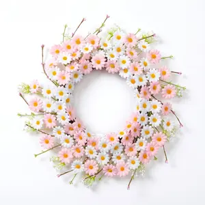 Spring Summer Decorative Wreath, Daisy Design, Farmhouse Style, Perfect for Home Office Garden, Holiday Occasion Gift, Decoration