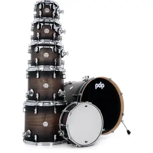 PDP Concept Series 7-Piece Maple Shell Pack, Satin Charcoal Burst Lacquer (PDCM2217SCB)
