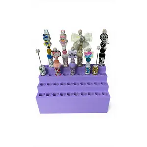 Beadable pen display stand, matte, 4-tier organizer, 18mm & 20mm openings, craft show booth