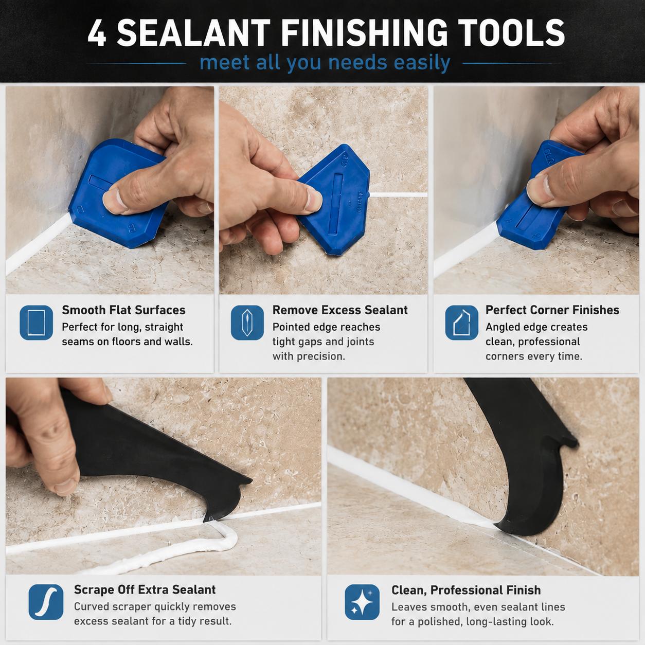 Professional 3-in-1 Silicone Caulking Tool Kit and 2 MS putty tubes– Remove Old Sealant & Create Perfect Smooth Edges - Caulk Removal & Finishing Tool, 2 addtional MS putty tubes, value pack. Professional 3-in-1 Silicone Caulking Tool Kit and 2 MS putty tubes– Remove Old Sealant & Create Perfect Smooth Edges - Caulk Removal & Finishing Tool, 2 addtional MS putty tubes, value pack.