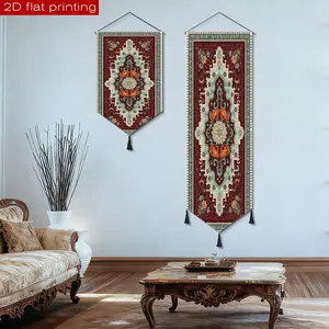 JIT 2D FLAT digital print of geometric and floral patterns, tapestries with tassels, tapestries with tassels, designs with tassels, vertical tassels, suitable for living rooms, bedrooms, dormitories, daily decoration
