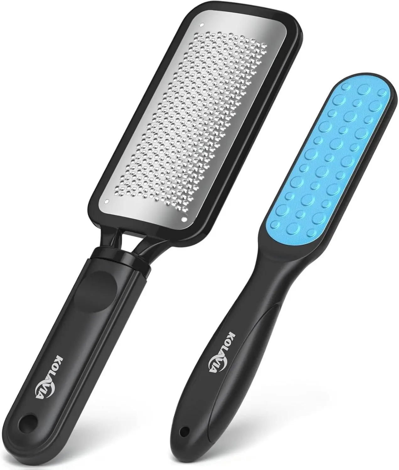 2 Pack Foot File Callus Remover, Durable Foot Scrubber for Hard Dead Skin, Foot Rasp and Double-Sided Foot Heel Scraper for Cracked Heels & Corns, Stainless Steel Pedicure Feet File Tool