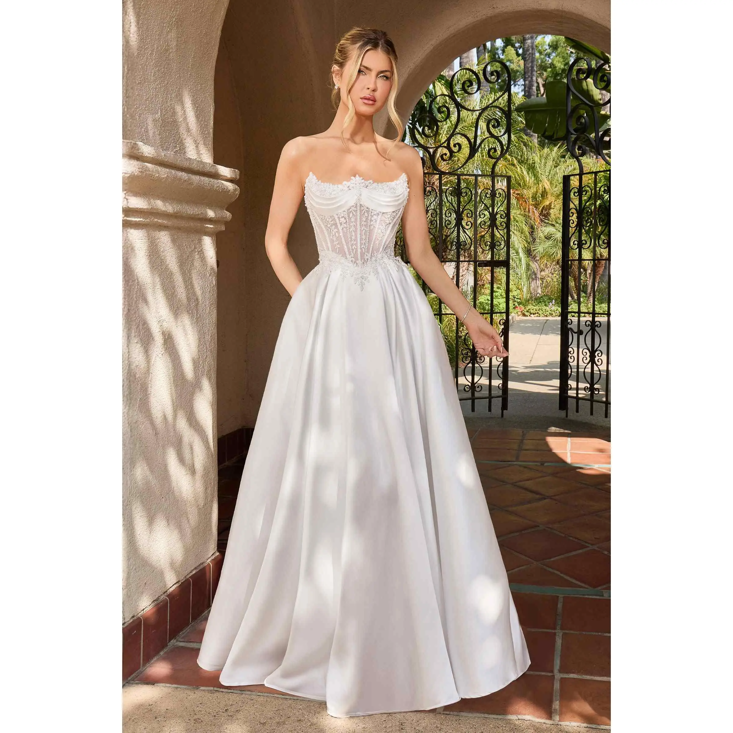 Ladivine CC511W Strapless A-Line Off White Bridal Gown