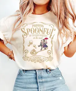 Vintage Mary Poppins Spoonful of Sugar Shirt, Disneyworld Bakery Tee, Disneywworld Family Trip 2025 Shirt, Womenswear