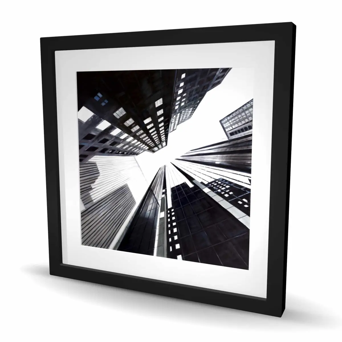 Begin Home Decor C1FM2424FRV2IM 24 x 24 in. Low-Angle View of the City - Black Contemporary Framed-Print Wall Art