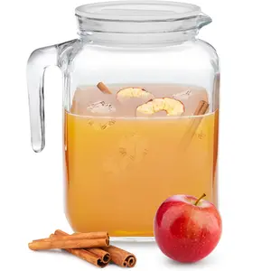 Bormioli Rocco Hermetic Seal Pitcher With Lid and Spout [68 Ounce] for Homemade Juice & Iced Tea or for Glass Milk Bottles Clear