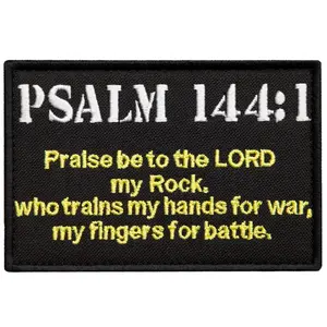 Psalm 144:1 Patch Embroidered Tactical Morale Patch for Tactical Vest Backpack Hat Hook & Loop Backing