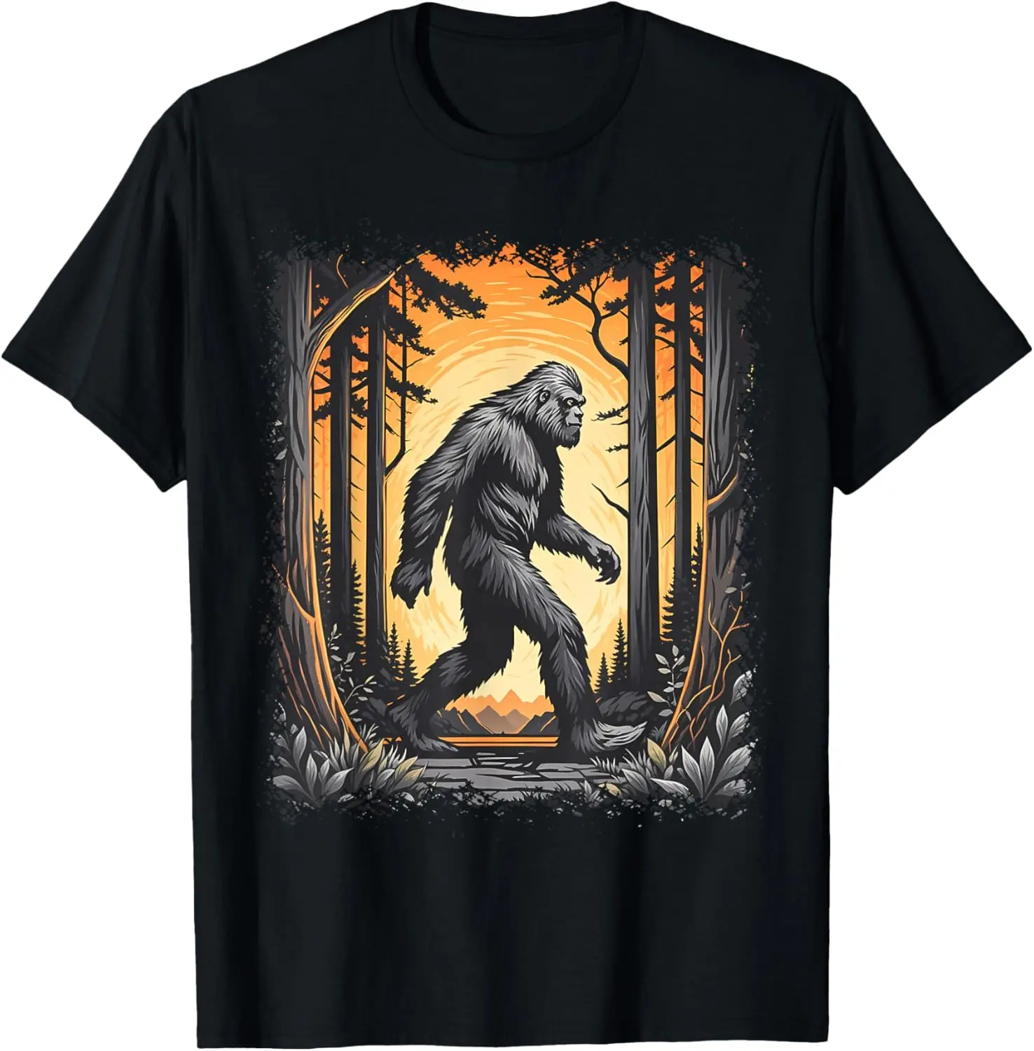 Sasquatch Bigfoot Forest Graphic For Men Women T-Shirt Pure Cotton Graphic Tees Menswear Top: Gifts for Men & Women, Natural, Shortsleeve