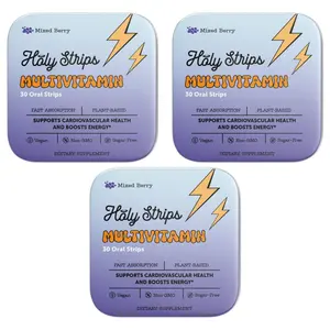 HOLYSTRIPS Edible Multivitamin Oral Thin Film Dietary Supplement for Daily Energy and Immunity Healthcare and Fitness - 3 Packs