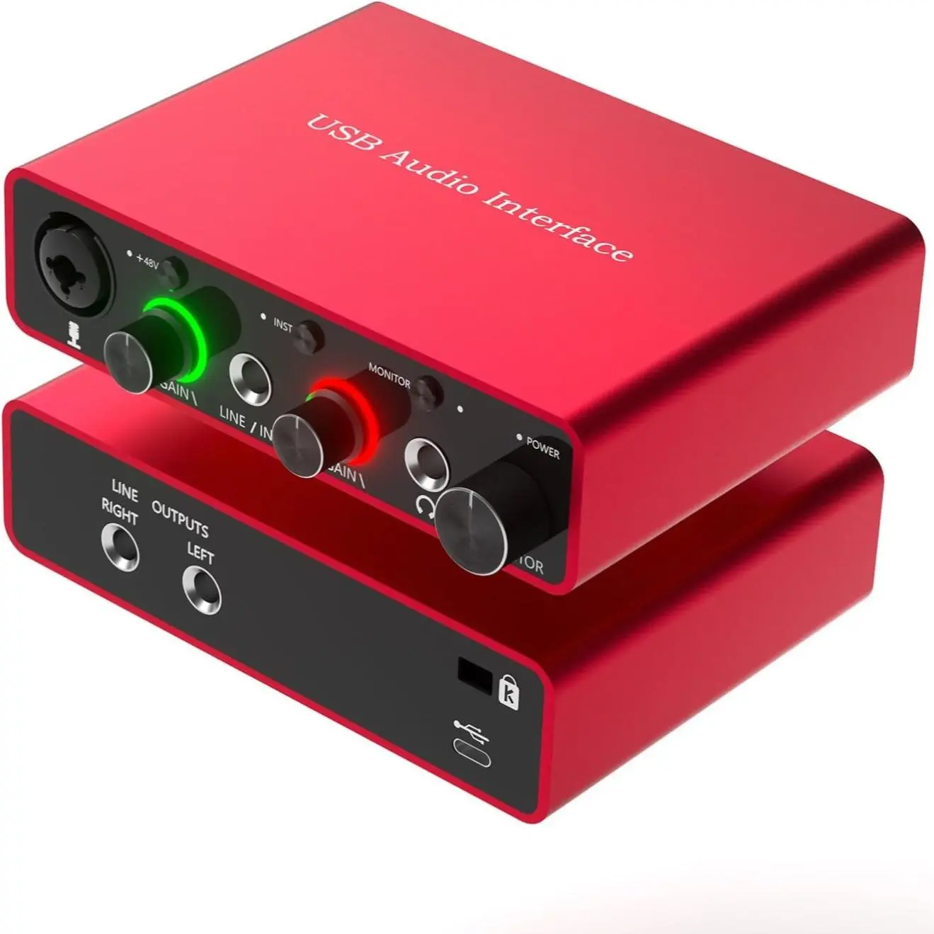 USB Audio Interface, 24-bit/192kHz USB Audio Interface with 48V Phantom Power, Audio Interface for Computer Recording, Podcasting and Streaming, Podcast Equipment, Podcast Studio Equipment, Digital