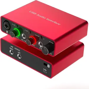 USB Audio Interface, 24-bit/192kHz USB Audio Interface with 48V Phantom Power, Audio Interface for Computer Recording, Podcasting and Streaming