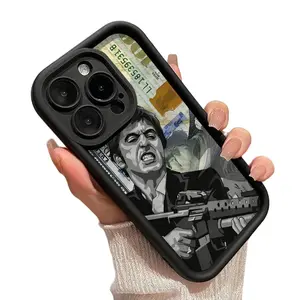 Compatible with iPhone 17, 16, 15, 14, 13, 12, 11 / Samsung S26, S25, S24. Creative scarface graffiti pattern protective phone case, Durable, shockproof and drop-resistant, all-round protection, TPU material, ideal gift Accessories