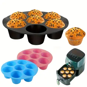 1pc Silicone Air Fryer Baking Mold for Cakes & Muffins, Non-Stick & Collapsible Kitchen Tool, Essential Air Fryer Accessory, Silicone Muffin Pan