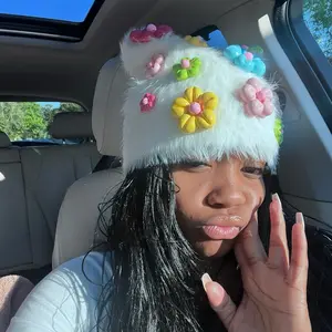 SPRING PASTEL BLOSSOM BEANIE - Colorful 3D Funky Design for Everyday Wear & Streetwear Enthusiasts - Unique Standout Piece in Your Wardrobe