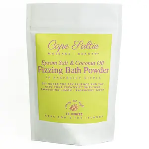 "Raspberry Ripple" Vegan, Epsom Salt & Coconut Oil Fizzing Bath Powder, 15oz.  — Jammy, Tart, Bright