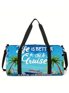 Vacation Cruise Summer Pattern Print Large-Capacity Travel Duffel Bag, Portable Handheld Storage Bag
