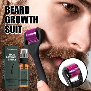 Beard Growth Serum & Derma Roller Kit, Beard Care Nutritional Oil, Making Beards Thicker and More Shiny, Daily Beard Care Products for Men