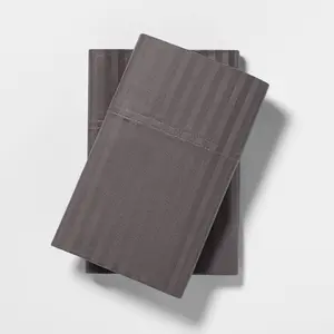King 400 Thread Count Damask Solid Pillowcase Set Gray - Threshold: Cotton Sateen, Machine Washable, OEKO-TEX Certified