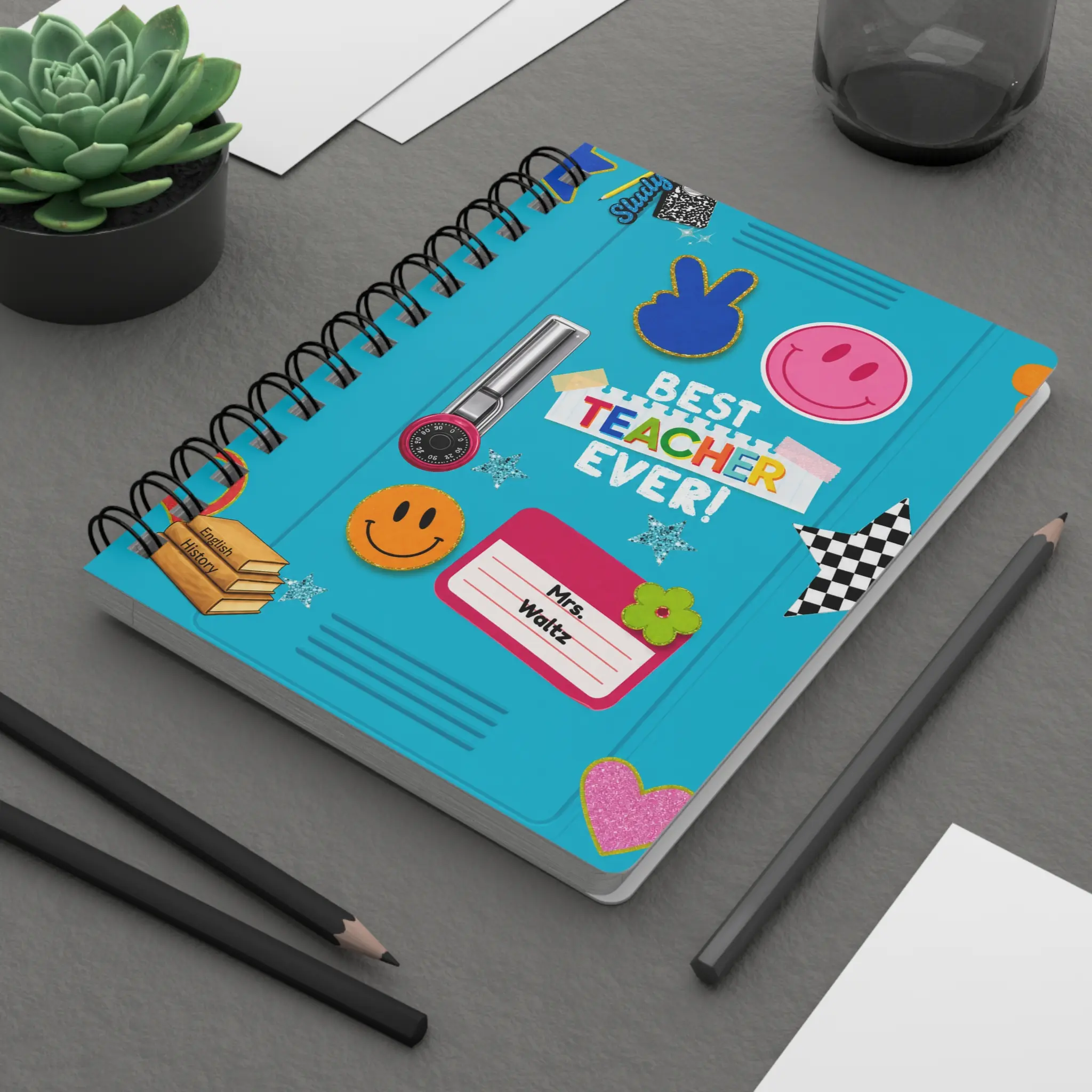 Personalized Teacher Appreciation Notebook, Custom Office Stationery Journal for Gifting