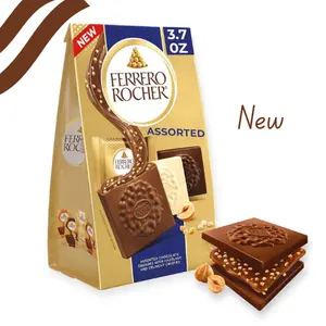 Ferrero Rocher Variety Square Chocolate 4.27oz 10ct Snack Milk Shell Cocoa Refined Chocolate Shell Silky Filling Crunchy Hazelnuts & Rice Crispies Luxury Chocolate Gift