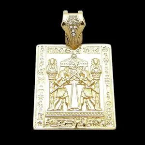Egyptian Egypt GOD Tablet Gold Plated Hip Hop Style  Charm Pendant Polished Metal Coating