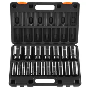 Impact Socket Set 1/2 Inches 19 Piece Impact Sockets, Deep Socket, 6-Point Sockets, Rugged Construction, Cr-V, 1/2 Inches Drive Socket Set Impact 3/8 inch - 1-1/2 inch, with a Storage Cage