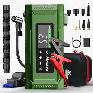 Myrknox 7-in-1 Car Jump Starter with Tire Inflator 15V Jump Box 8L Gas 5L Diesel Engine Boost Portable 150PSl Air Deflator Compressor Auto-Shutoff Charger Included