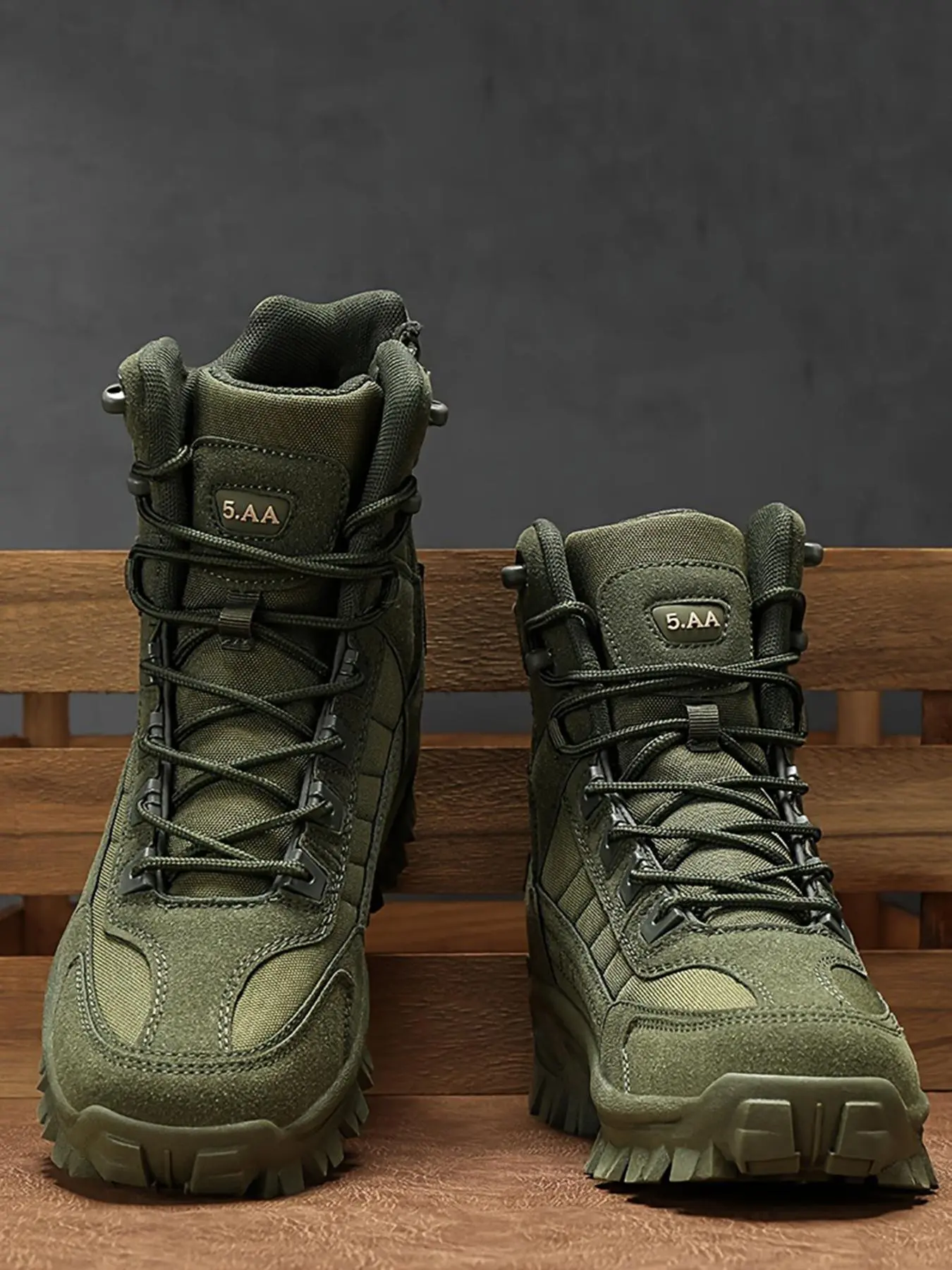 Men's Waterproof Tactical Ankle Boots, Lightweight Hiking Work Shoes, Suitable for Construction Hunting Off-Road All Seasons