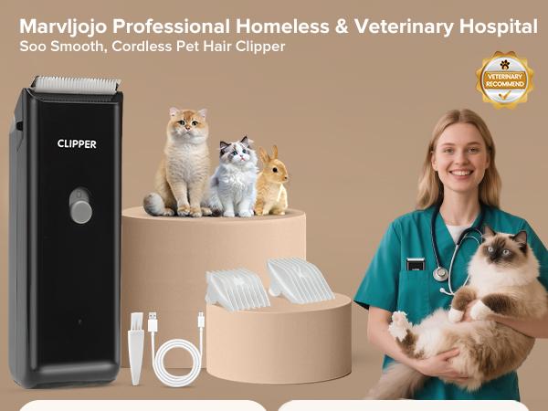 Pet Clippers for Dog Hair Grooming Low Noise, Portable Pet Hair Trimmer for Matted & Long Hair, Rechargeable Cordless Cat Shaver with Ceramic Blade