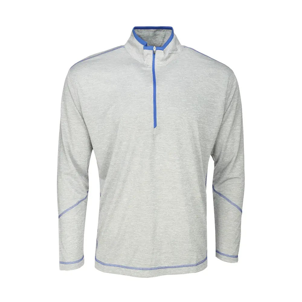 PAGE and TUTTLE Mens Heather Quarter Zip Jacket Casual Outerwear Athletic - Grey