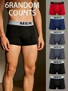6 pcs random men's flat cornered underwear, fashion and comfort, Lightweight sports underwear, Suitable for wearing in all seasons, at home, casual Men's underwear, Suitable for participating in various activities, Men's four cornered underwear.