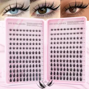 400PCS large capacity thick fluffy eyelash clusters extension set, Diy Eyelash Extensions, fairy design, D-curve 8-16mm, 0.07mm eyelash thickness, suitable for anime and role-playing