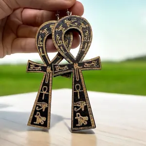 Ankh earrings - Traditional Egyptian design for women - made of high quality wood cute earring Handcrafted Symbolic