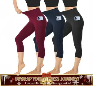 5 Pack Capri Leggings for Women  Stretch Tummy Control Yoga Pants for Cycling Workout Leggings For Womens leggings with pocket（gift）