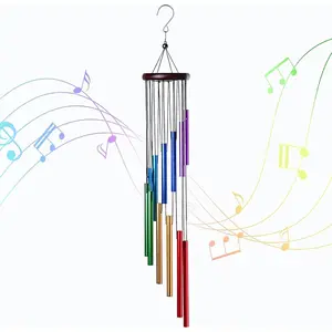 Outdoor Courtyard 12-Tube Colorful Hotel Wind Chime, Garden Balcony Decor, Healing Sound Wind Chime, Meditation Sleep Aid, Home Decoration Gift, Nordic Style, Perfect Holiday Birthday Gift