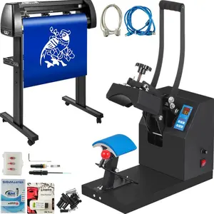 5.5x3.5 inch Cap Heat Press 53 Inch Vinyl Cutter Machine w/ Floor Stand