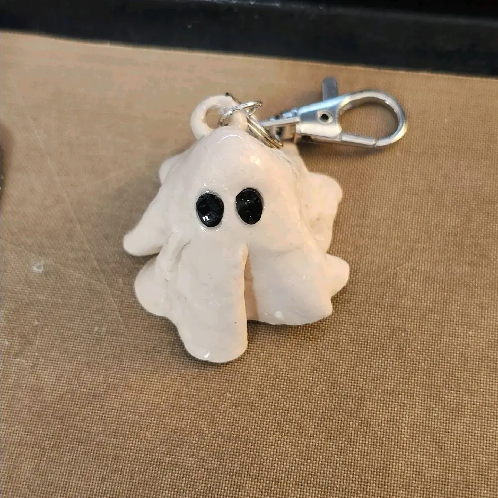 Handcrafted Clay Ghost Keychain with Unique Design and Durable Material for Daily Use