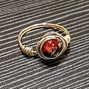 handmade silver tone wire wrapped ring