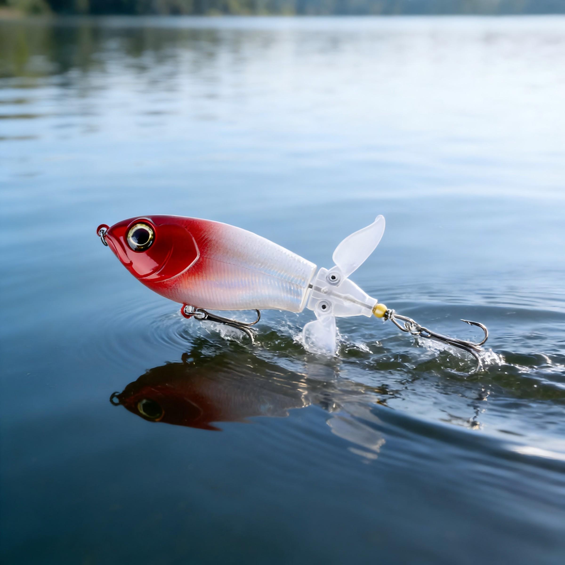 Top Water Fishing Lures with Hooks Double-Blade Design for Bass Catfish Pike Floating Lures Surface Wobble PoPobait Bass Baits Fishing Gifts for Men