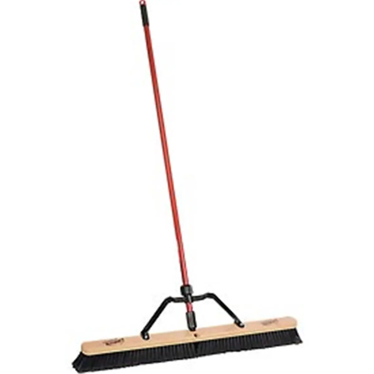 212 MAIN Commercial 36 in. Durable Smooth Sweep Red Manual Push Broom - House Cleaning Tools, Steel Brace Handle, Wooden Block, Wooden Bristles, Plastic-Polymer Fibers